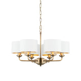 Endon Highclere 6lt Multi Arm Antique Brass & White –  from Amos Lighting + Home