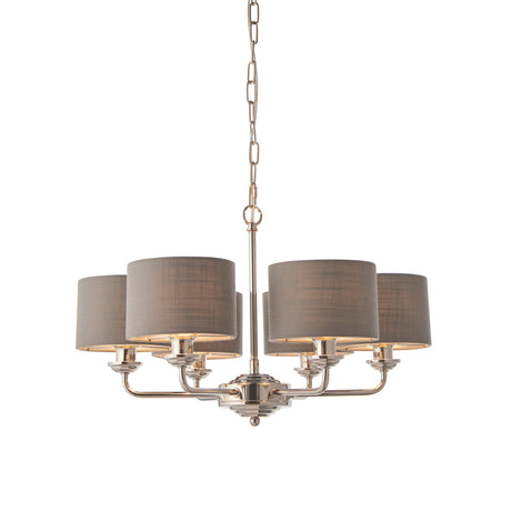 Endon Highclere 6lt Multi Arm Bright Nickel & Charcoal –  from Amos Lighting + Home