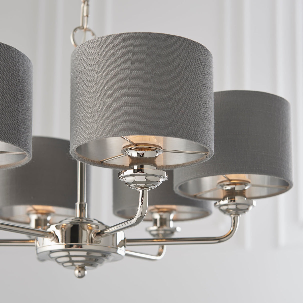 Endon Highclere 6lt Multi Arm Bright Nickel & Charcoal –  from Amos Lighting + Home