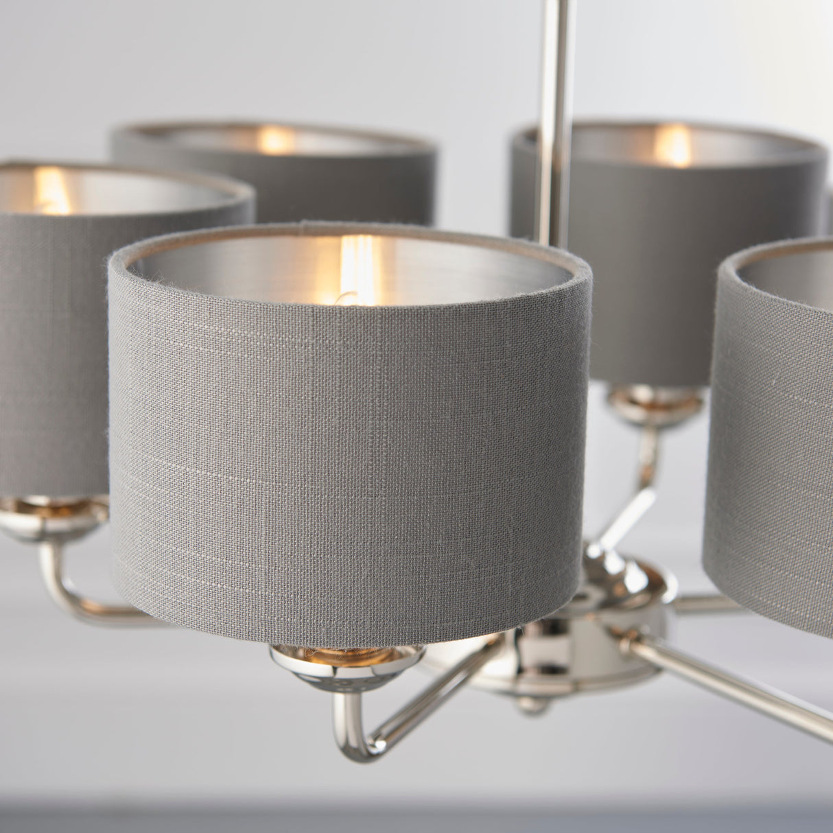 Endon Highclere 6lt Multi Arm Bright Nickel & Charcoal –  from Amos Lighting + Home