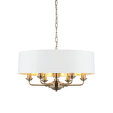 Endon Highclere 6lt Pendant Antique Brass & White –  from Amos Lighting + Home