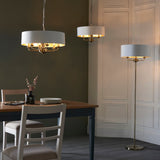 Endon Highclere 6lt Pendant Antique Brass & White –  from Amos Lighting + Home