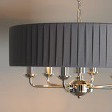 Endon Highclere 6lt Pleated Pendant Bright Nickel & Charcoal –  from Amos Lighting + Home