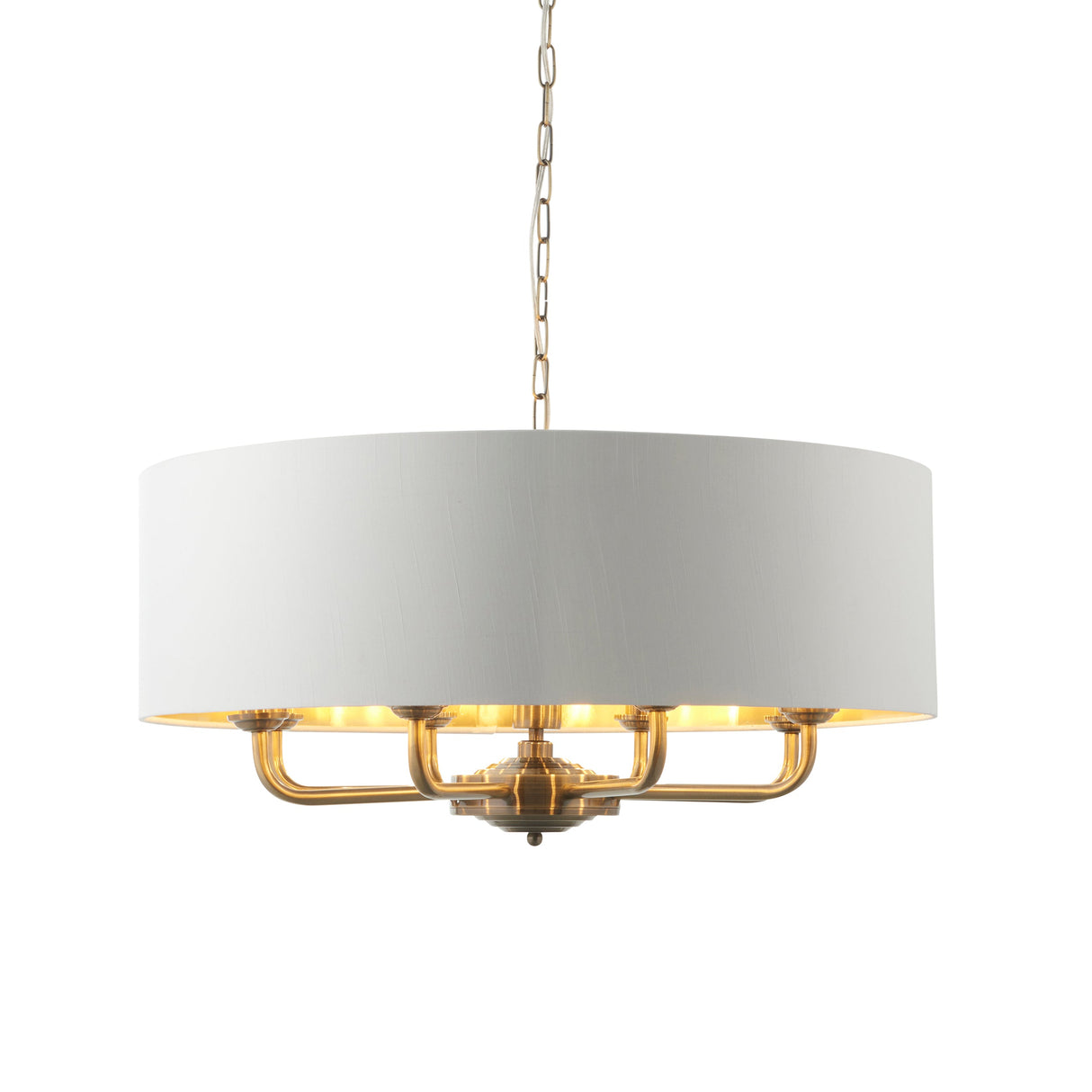 Endon Highclere 8lt Pendant Antique Brass & White –  from Amos Lighting + Home