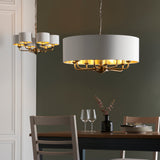 Endon Highclere 8lt Pendant Antique Brass & White –  from Amos Lighting + Home