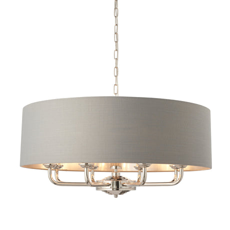 Endon Highclere 8lt Pendant Bright Nickel & Charcoal –  from Amos Lighting + Home