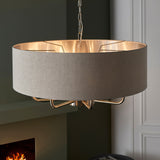 Endon Highclere 8lt Pendant Brushed Chrome & Natural –  from Amos Lighting + Home