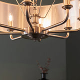 Endon Highclere 8lt Pendant Brushed Chrome & Natural –  from Amos Lighting + Home