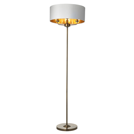 Endon Highclere Floor Lamp Antique Brass & White –  from Amos Lighting + Home