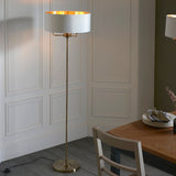 Endon Highclere Floor Lamp Antique Brass & White –  from Amos Lighting + Home