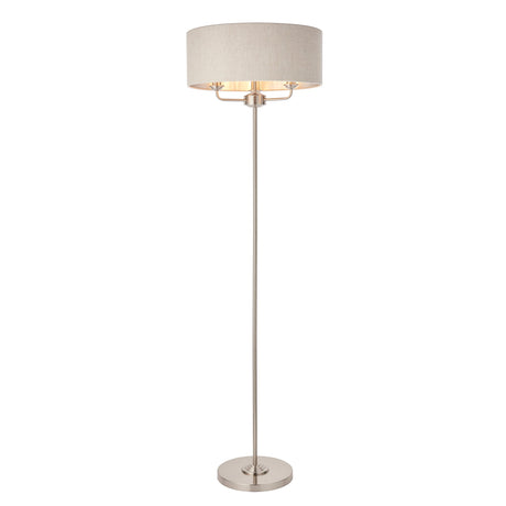 Endon Highclere Floor Lamp Brushed Chrome & Natural –  from Amos Lighting + Home