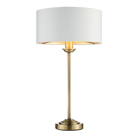 Endon Highclere Stem Table Lamp Antique Brass & White –  from Amos Lighting + Home