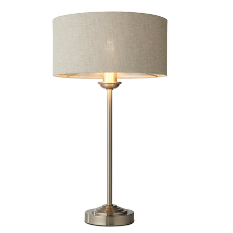 Endon Highclere Stem Table Lamp Brushed Chrome & Natural –  from Amos Lighting + Home