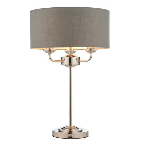 Endon Highclere Table Lamp Bright Nickel & Charcoal –  from Amos Lighting + Home