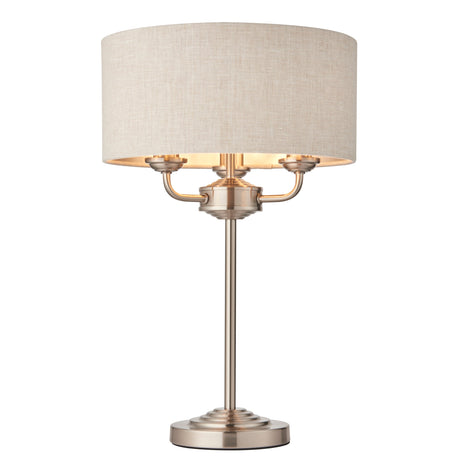 Endon Highclere Table Lamp Brushed Chrome & Natural –  from Amos Lighting + Home