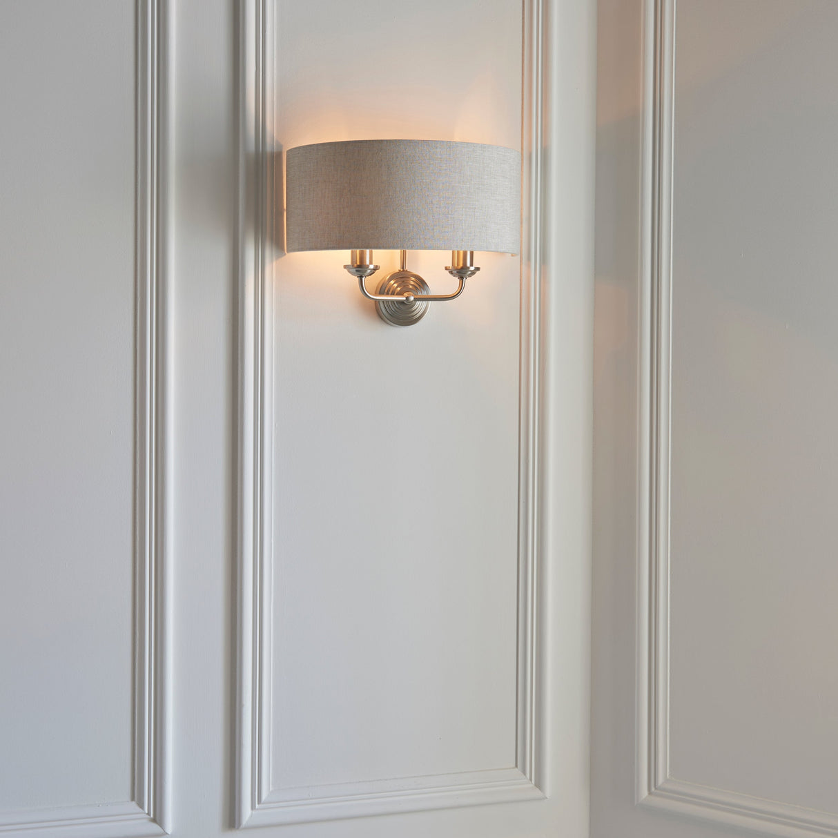 Endon Highclere Wall Light Brushed Chrome & Natural –  from Amos Lighting + Home