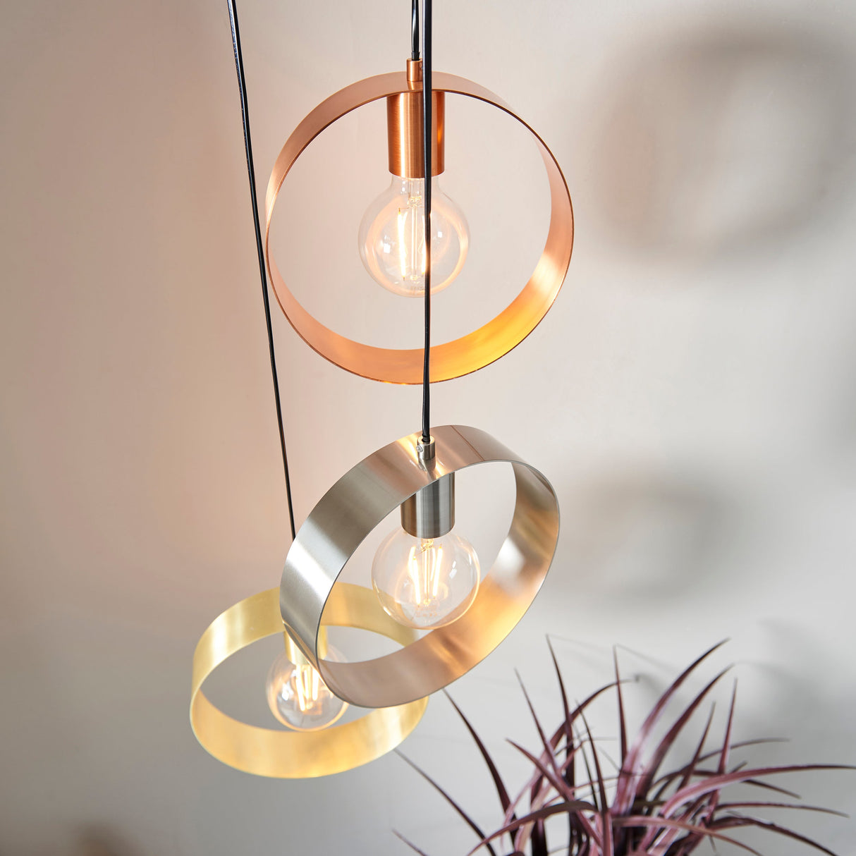 Amos Hoop 3 Light Pendant Cluster Multi Coloured –  from Amos Lighting + Home