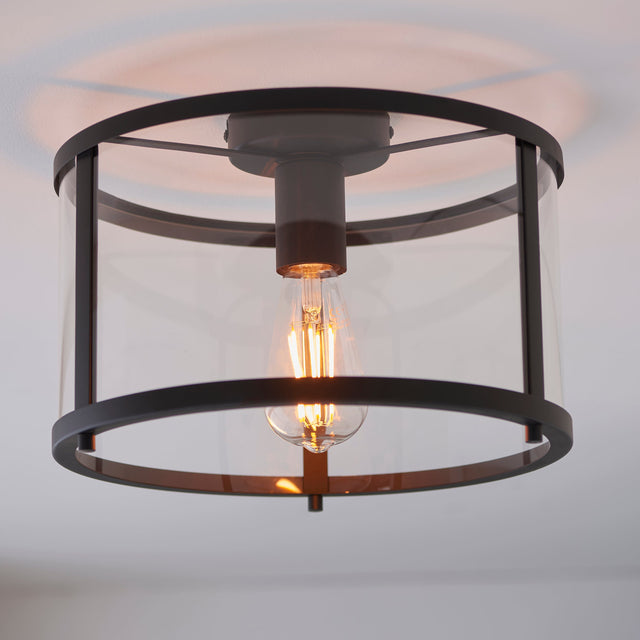 Amos Hopton Flush Ceiling Light Matt Black –  from Amos Lighting + Home