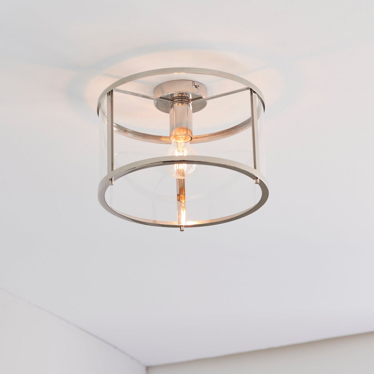 Amos Hopton Flush Ceiling Light Nickel –  from Amos Lighting + Home