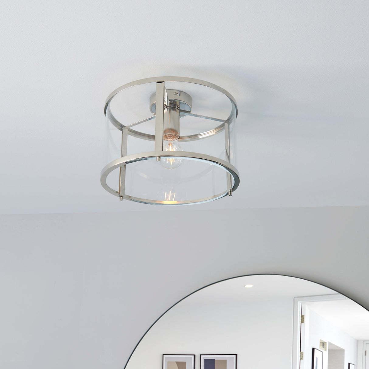 Amos Hopton Flush Ceiling Light Nickel –  from Amos Lighting + Home