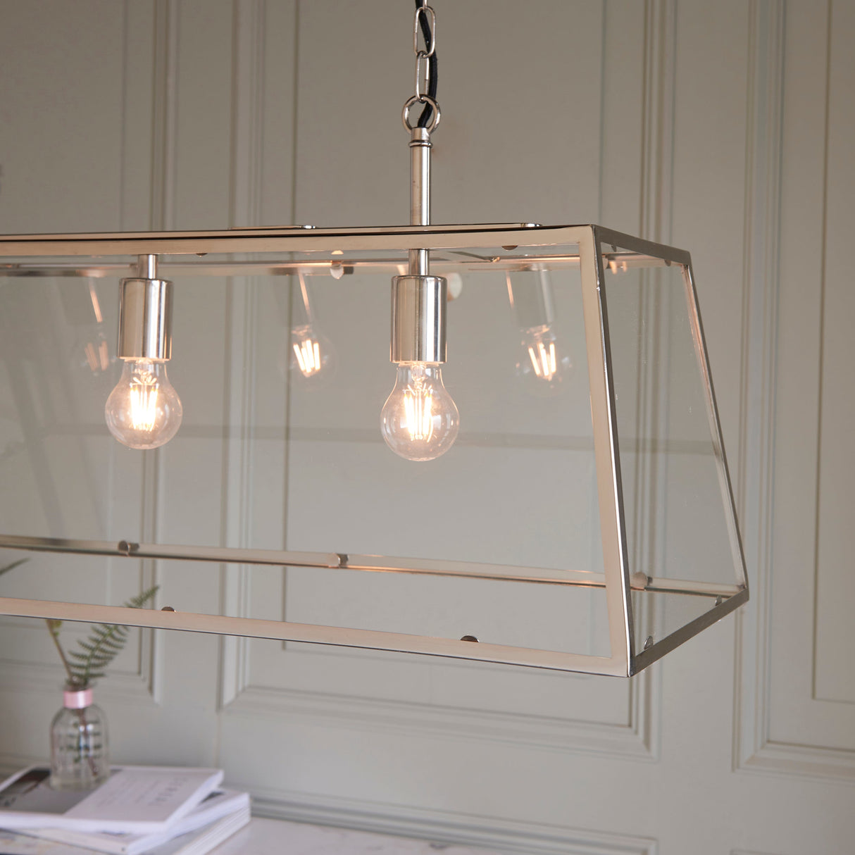 Endon Hurst 3lt Bar Pendant Bright Nickel –  from Amos Lighting + Home