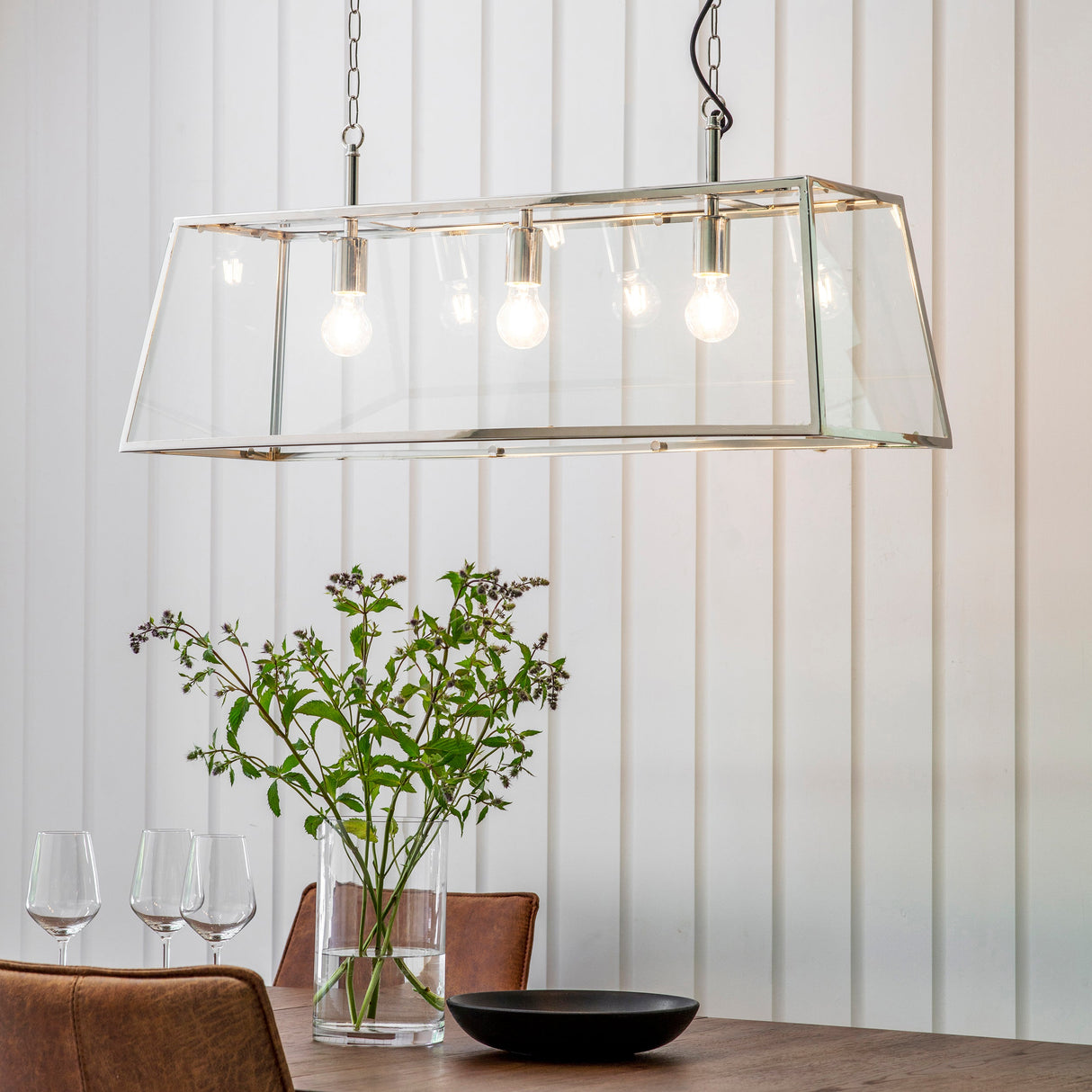 Endon Hurst 3lt Bar Pendant Bright Nickel –  from Amos Lighting + Home