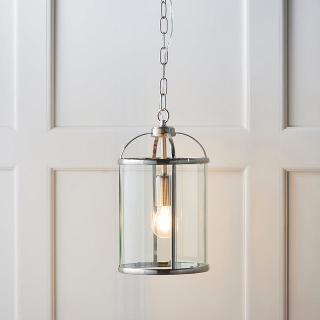 Amos Lambeth Single Lantern Satin Nickel –  from Amos Lighting + Home