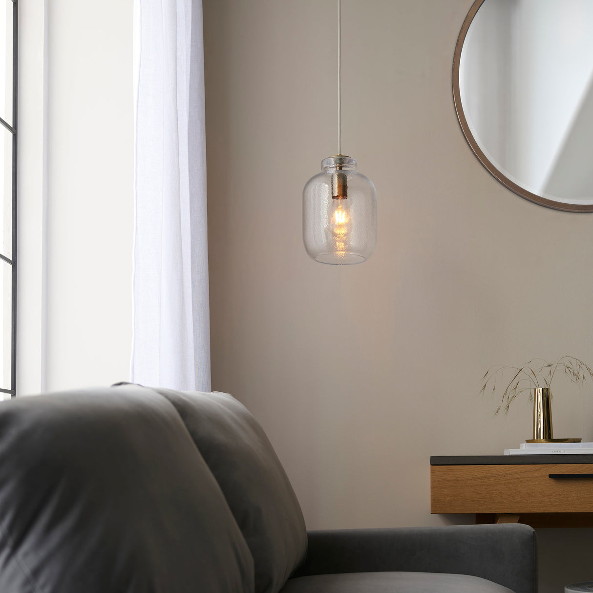 Amos Lyra Pendant Clear Textured Glass –  from Amos Lighting + Home