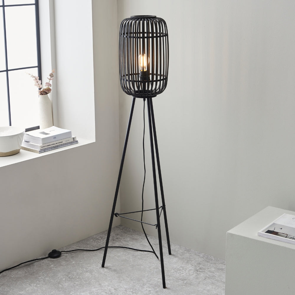 Amos Perranwell Bamboo Floor Lamp Black –  from Amos Lighting + Home