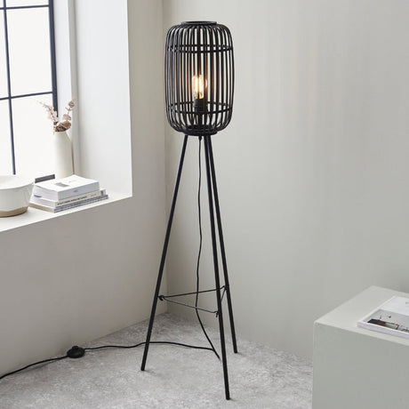 Amos Perranwell Bamboo Floor Lamp Black –  from Amos Lighting + Home