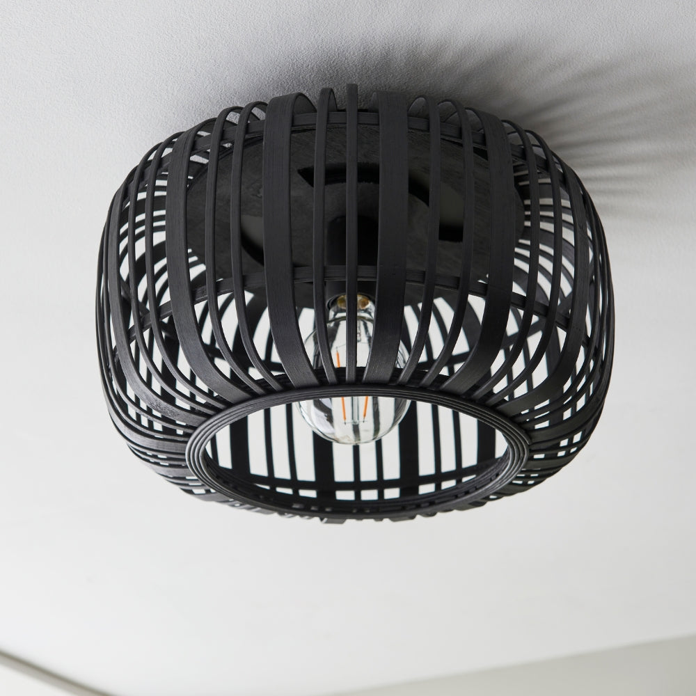 Amos Perranwell Bamboo Flush Ceiling Light Black –  from Amos Lighting + Home