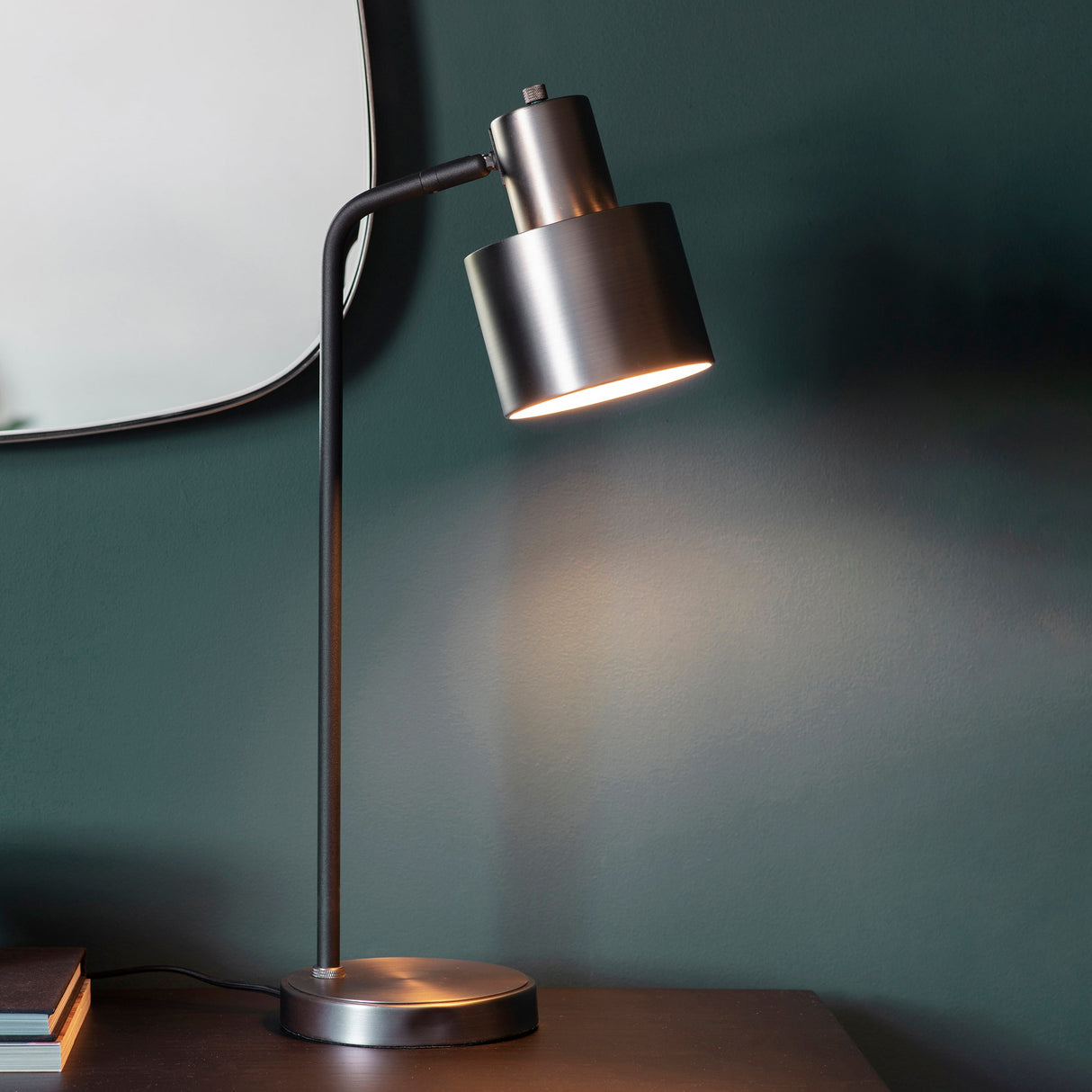 Endon Mayfield Table Lamp Brushed Silver –  from Amos Lighting + Home