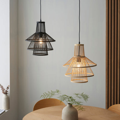 Amos Duleo Rattan Bamboo Pendant Black –  from Amos Lighting + Home