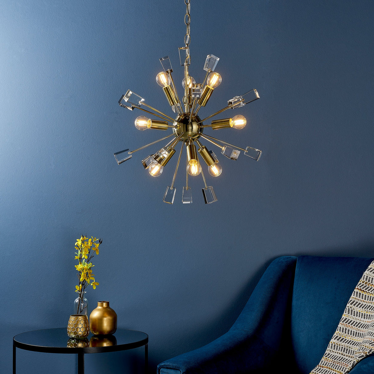 Amos Miro 9lt Chandelier Satin Brass –  from Amos Lighting + Home