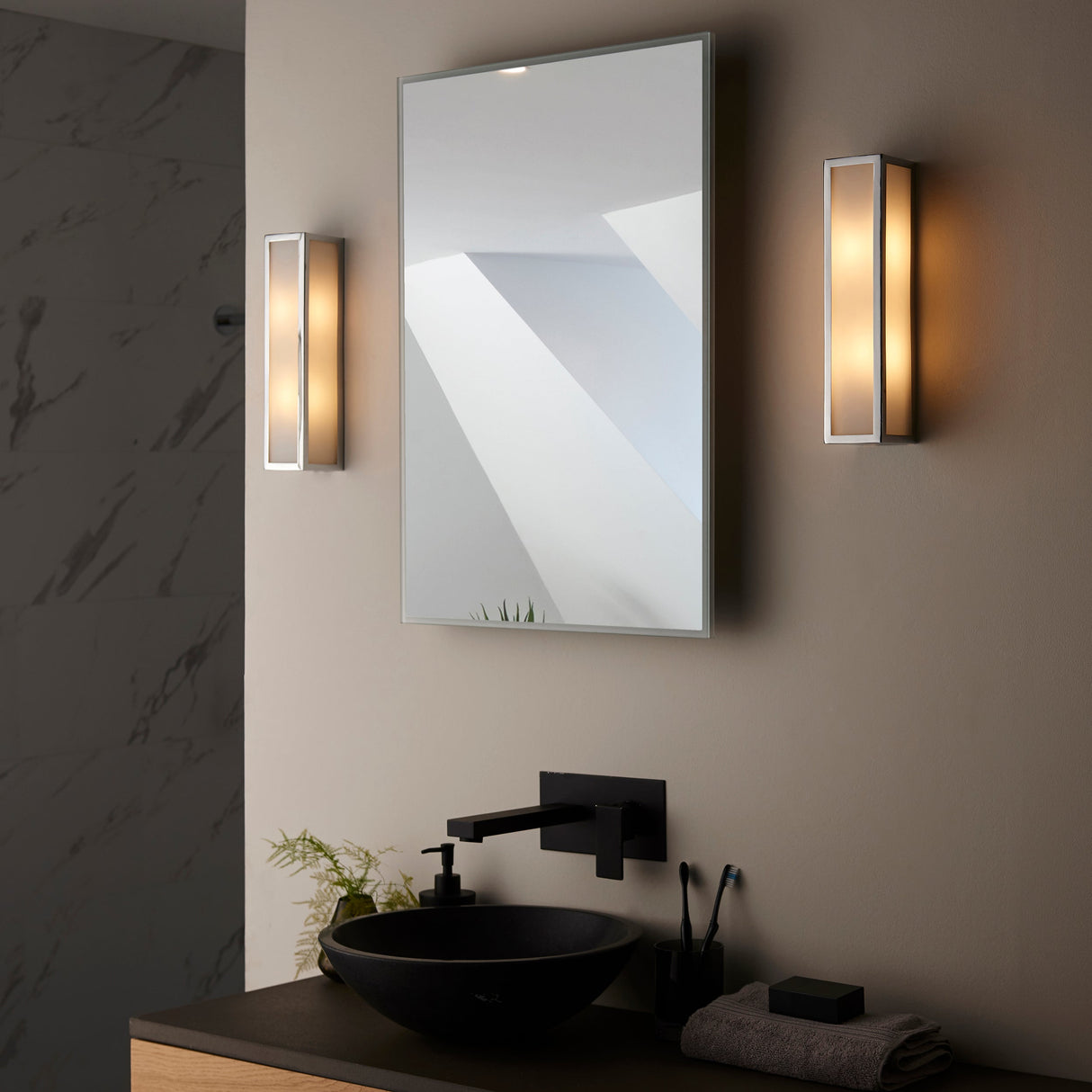 Endon Newham Bathroom Wall Light Opal Large –  from Amos Lighting + Home