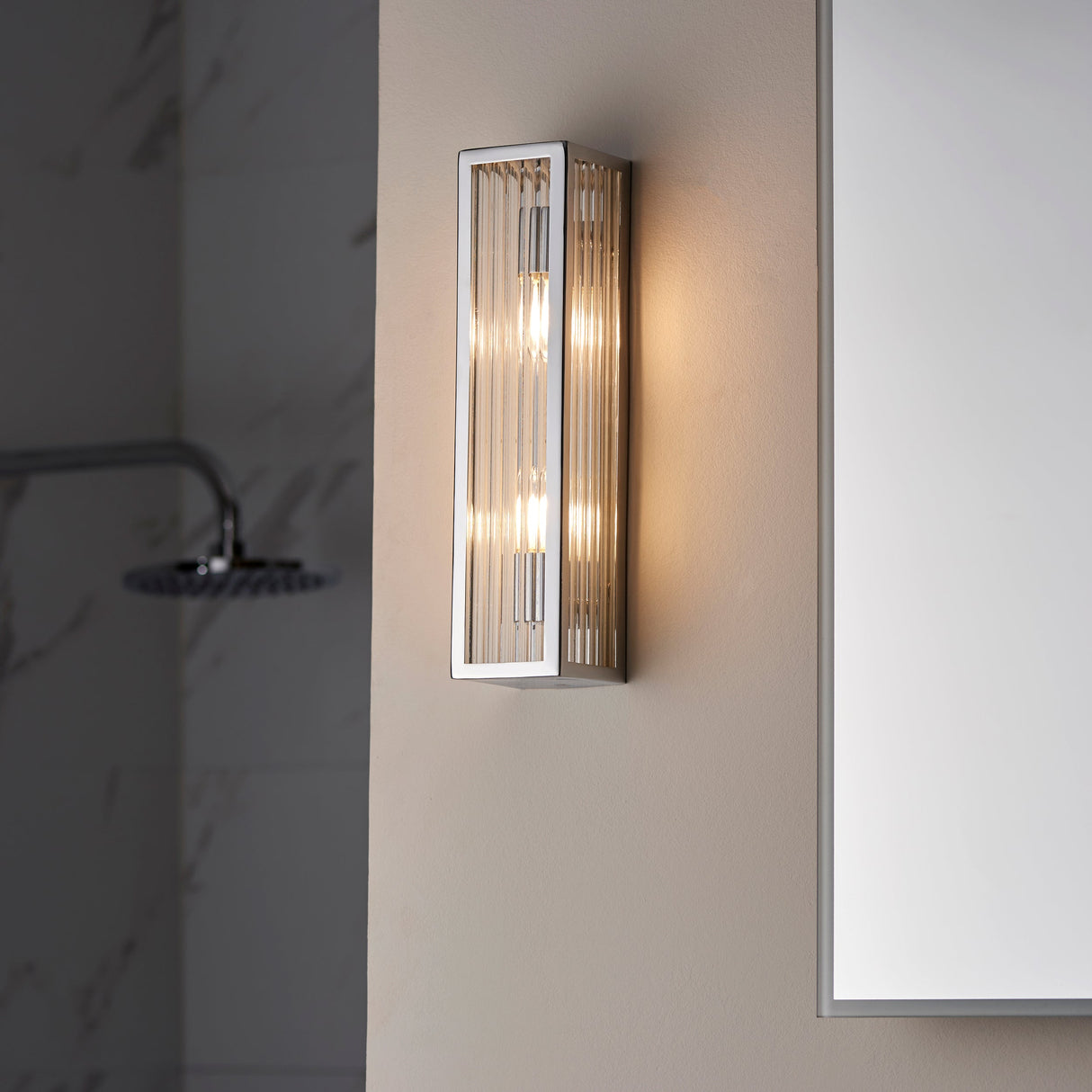 Endon Newham Bathroom Wall Light Ribbed Large –  from Amos Lighting + Home