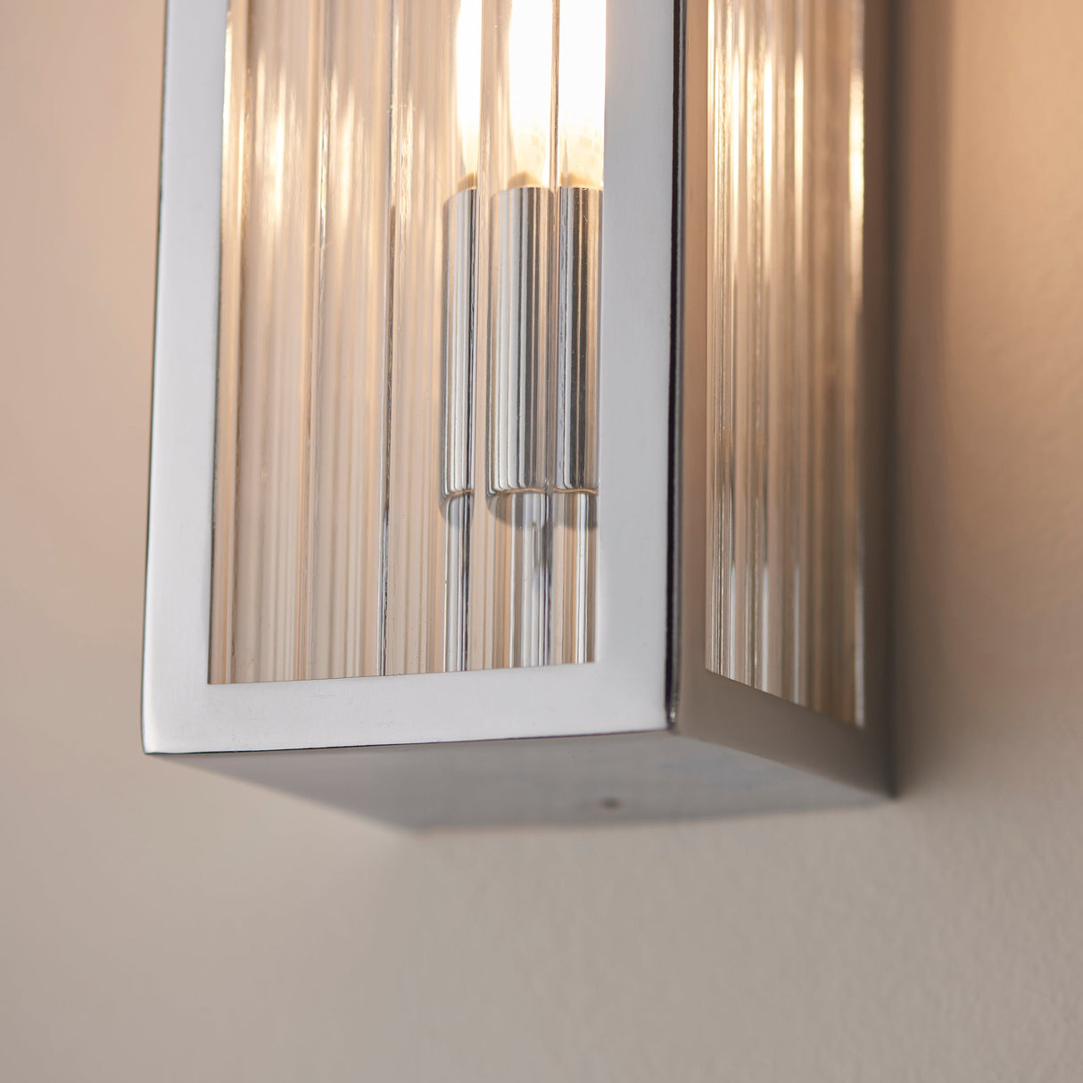 Endon Newham Bathroom Wall Light Ribbed Large –  from Amos Lighting + Home