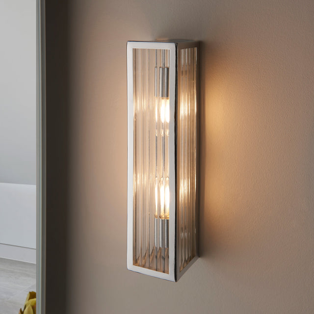 Endon Newham Bathroom Wall Light Ribbed Large –  from Amos Lighting + Home