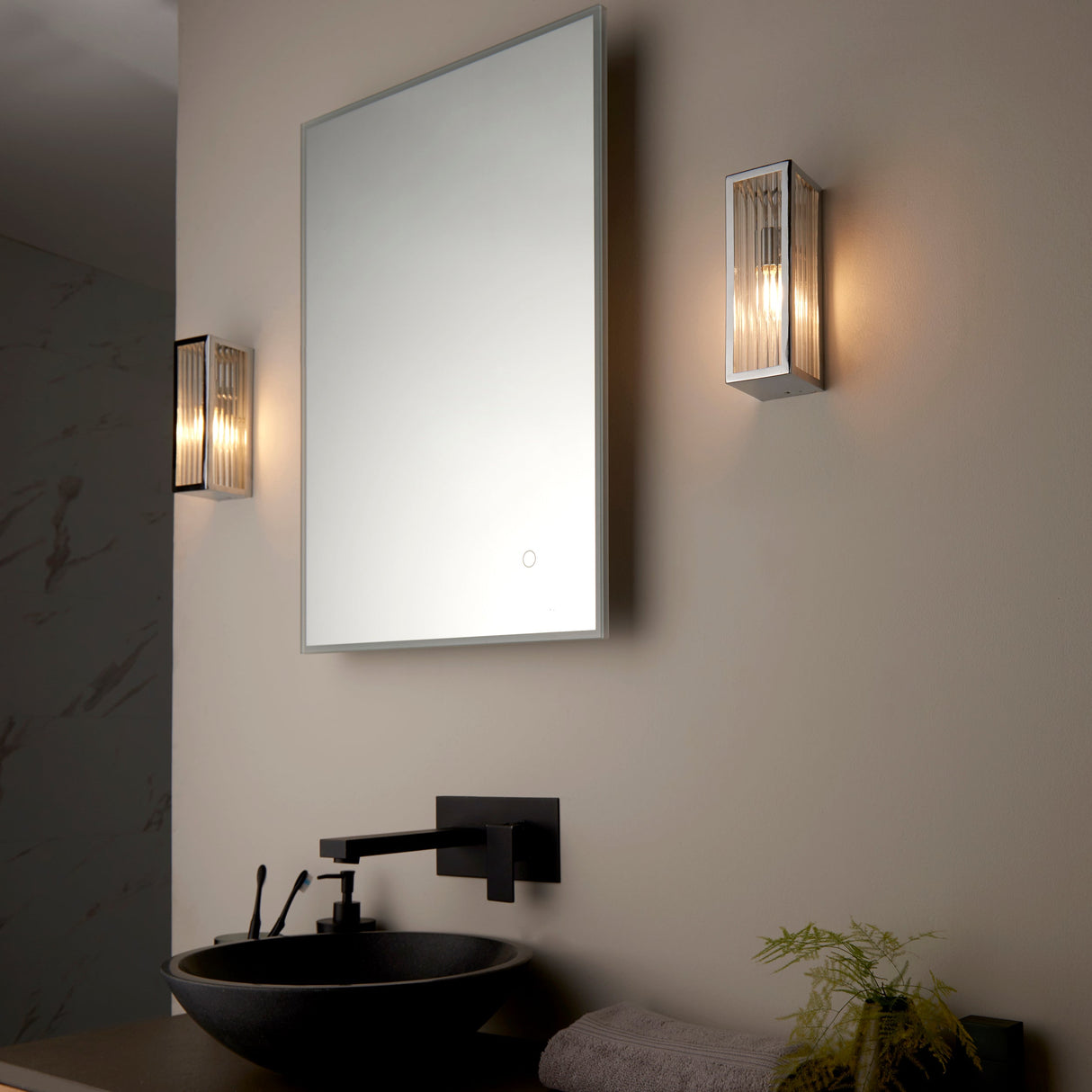 Endon Newham Bathroom Wall Light Ribbed Small –  from Amos Lighting + Home