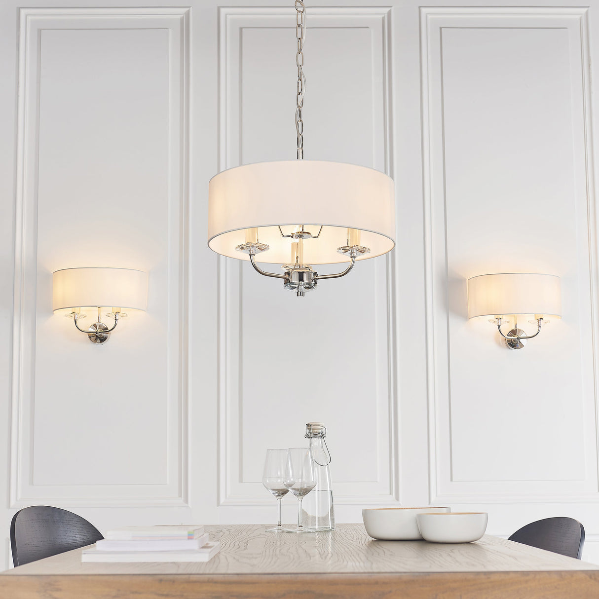 Amos Nixon 3lt Pendant Bright Nickel –  from Amos Lighting + Home