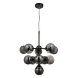 Amos Oscar 11lt Modern Chandelier Black Chrome & Smoked Glass –  from Amos Lighting + Home