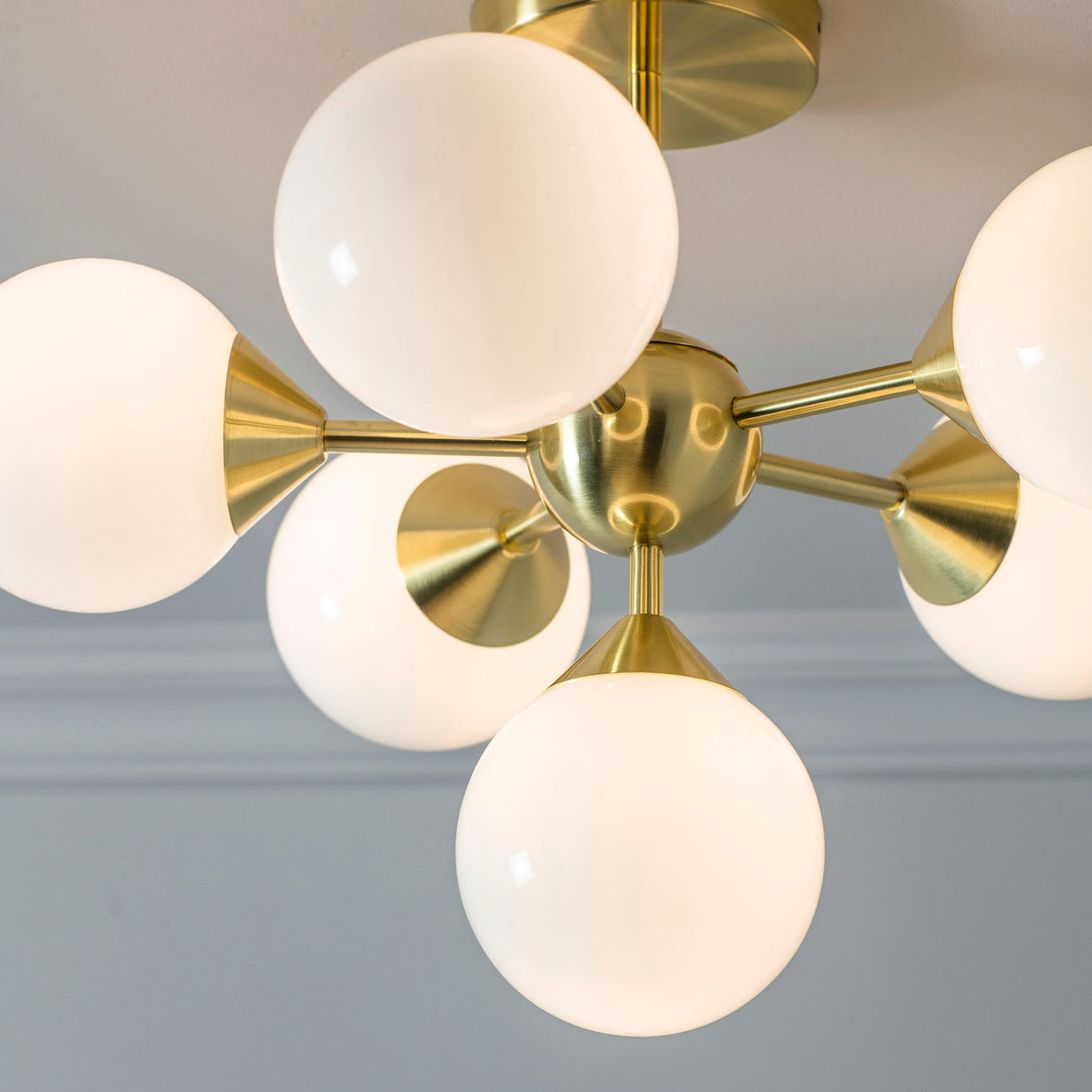 Amos Oscar 6lt Semi flush Satin Brass –  from Amos Lighting + Home