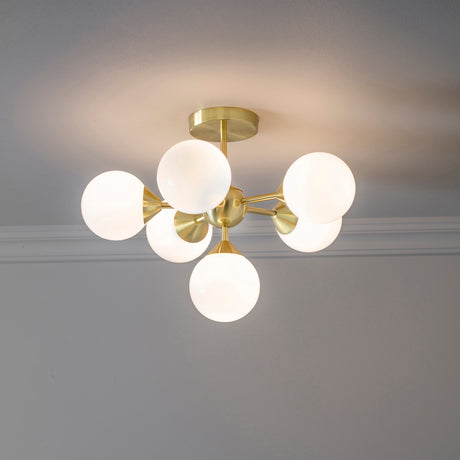 Amos Oscar 6lt Semi flush Satin Brass –  from Amos Lighting + Home