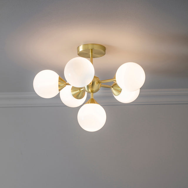 Amos Oscar 6lt Semi flush Satin Brass –  from Amos Lighting + Home