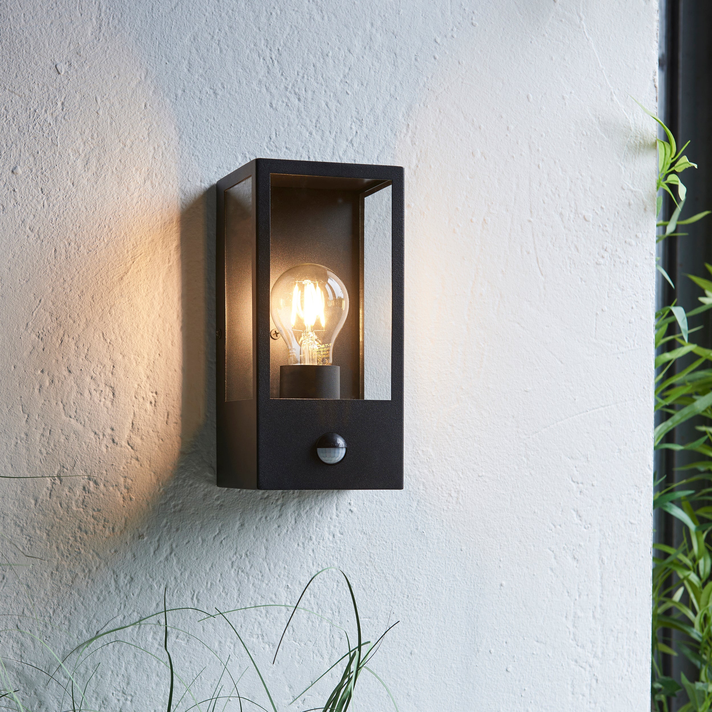 Endon Oxford Outdoor PIR Wall Light Black Amos Lighting Home