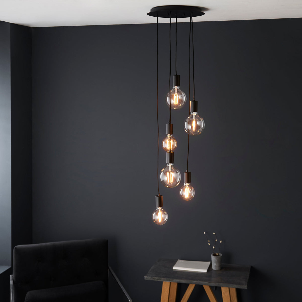 Amos Studio 6lt Cascade Pendant Black –  from Amos Lighting + Home