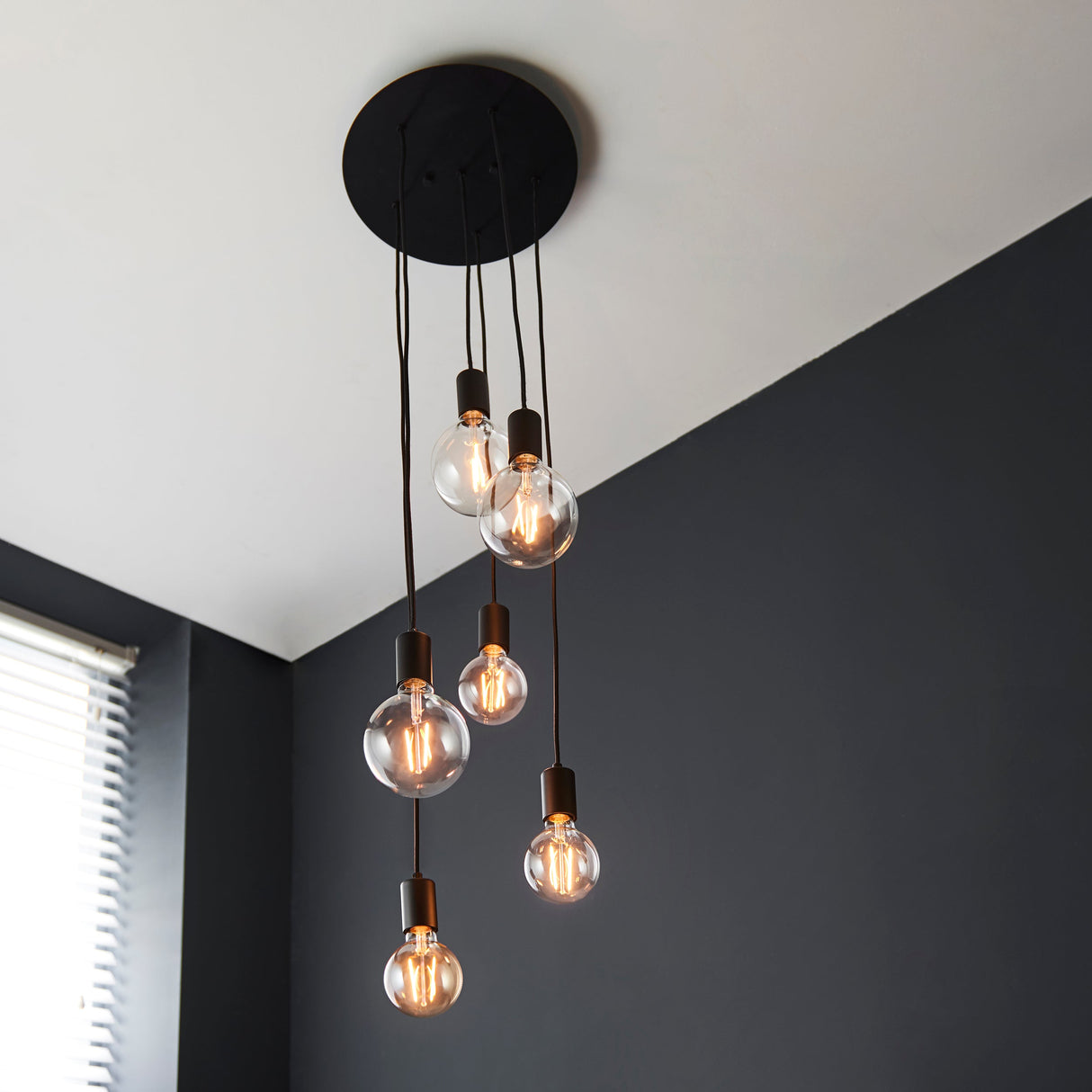 Amos Studio 6lt Cascade Pendant Black –  from Amos Lighting + Home