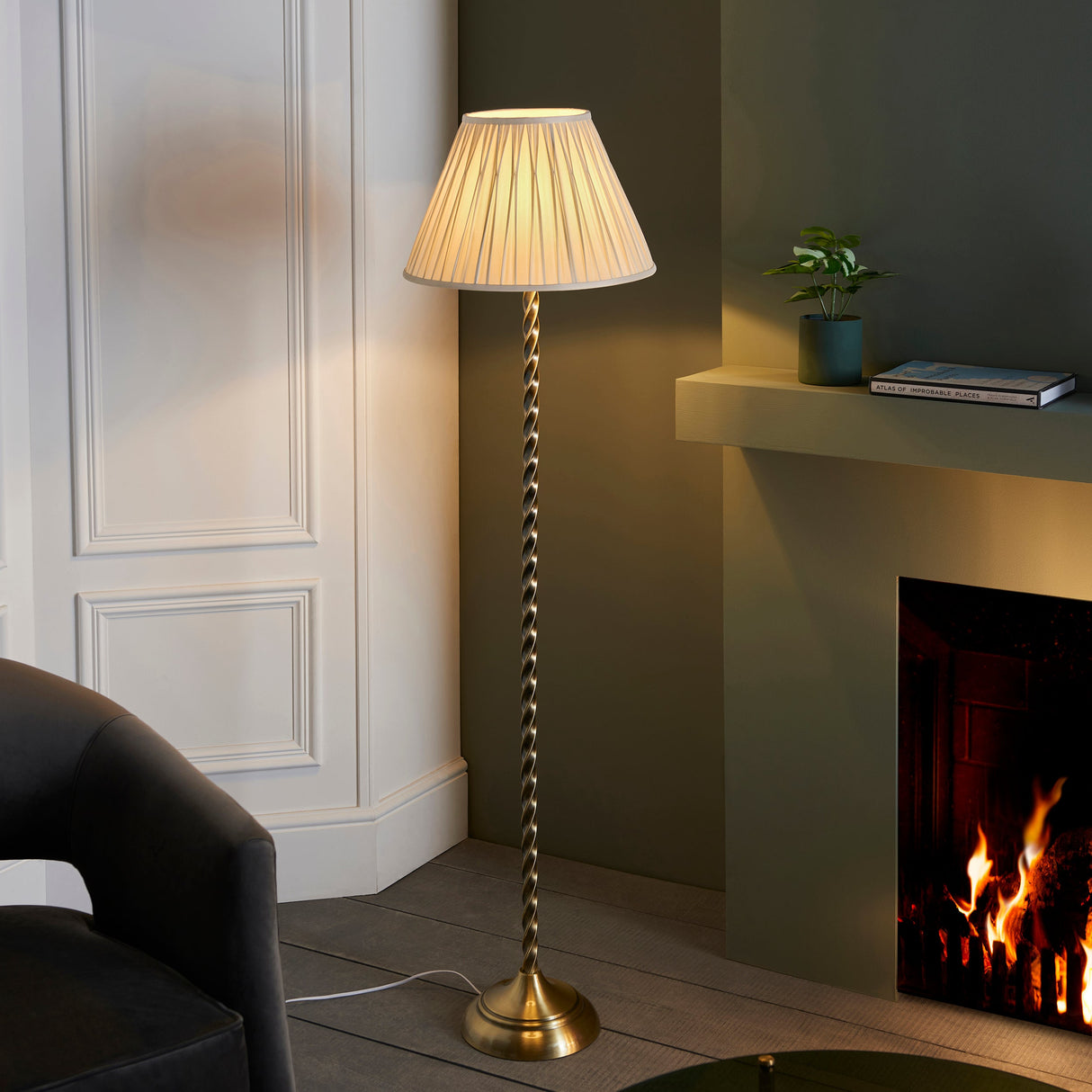 Endon Suki Floor Lamp Antique Brass –  from Amos Lighting + Home