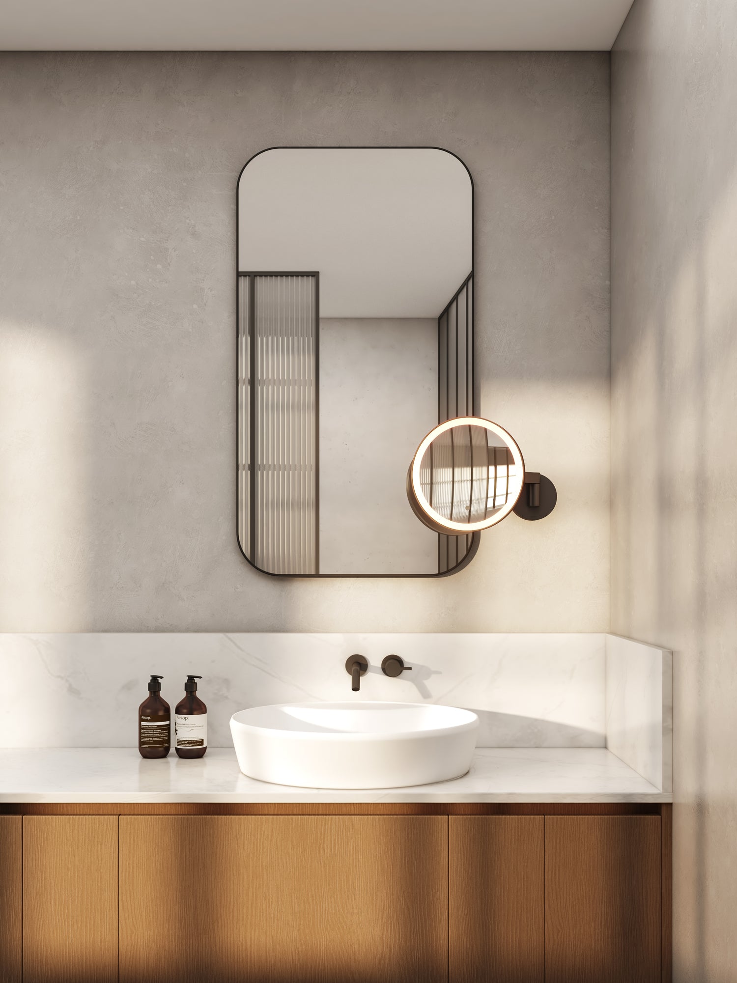 Astro Nagoya Matt Black Bathroom Magnifying Mirror Amos Lighting Home astro-nagoya-matt-black-bathroom-magnifying-mirror-amos-lighting-home