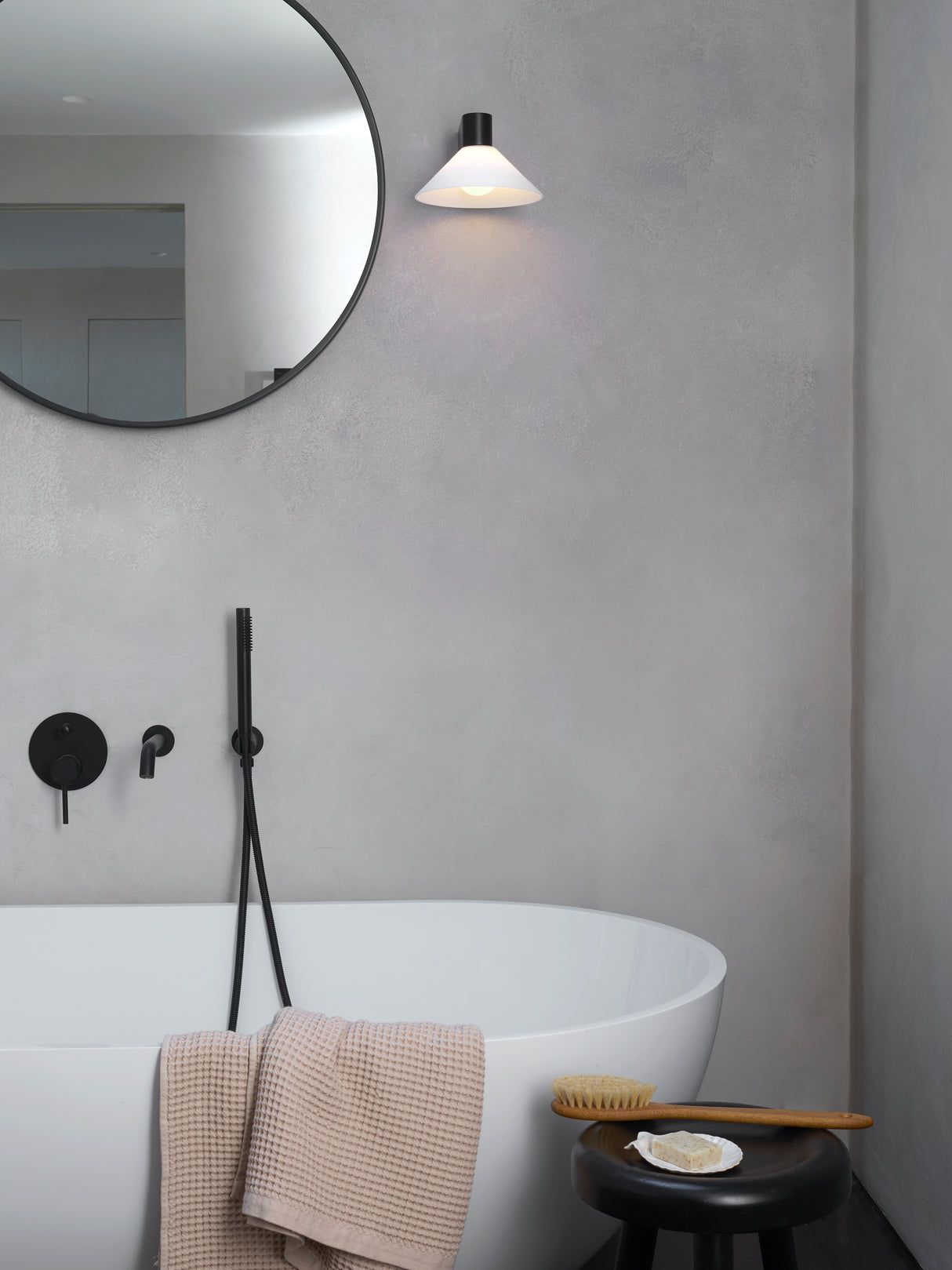 Astro Conic Matt Black Bathroom Wall Light